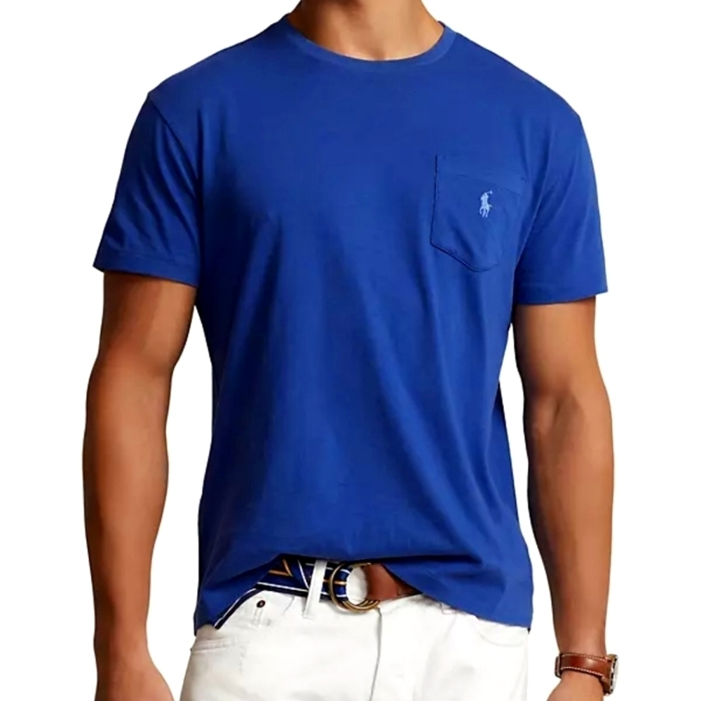 NWT Polo Ralph Lauren Men's Blue Classic Fit Logo Pocket T-Shirt Size M